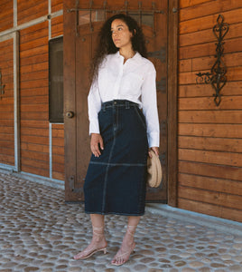 Sue Midi Skirt- Dark Denim