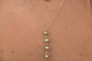 Four Green Pearls Necklace