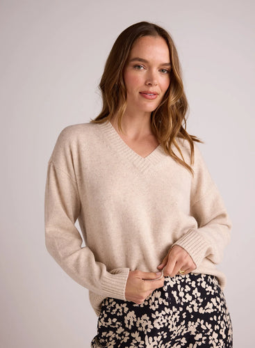 VNeck Sweater- Ivory Oat