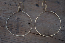 Load image into Gallery viewer, Full Moon Gold Medium Hand Hammered Hoops