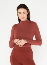 Load image into Gallery viewer, Bamboo Long Sleeve Mock Neck- Brandy