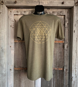 Men's Sri Yantra T-Shirt Olive/Gold