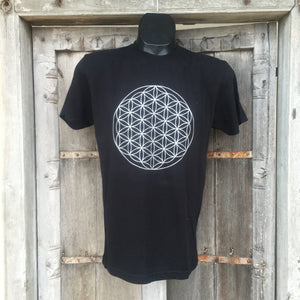 Men's Flower of Life T-Shirt Black/Silver