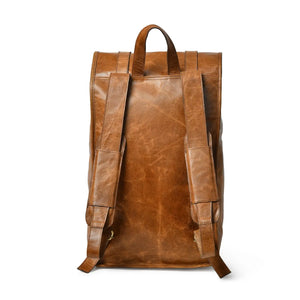 Duvall Rollup Leather Backpack- Tan