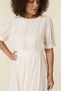 Jolene Lace Cut-Out Midi Dress- Antique White