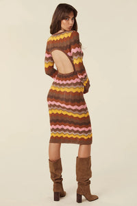 Ziggy Crochet Midi Dress in Ginger