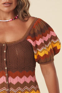 Ziggy Crochet Mini Dress in Ginger