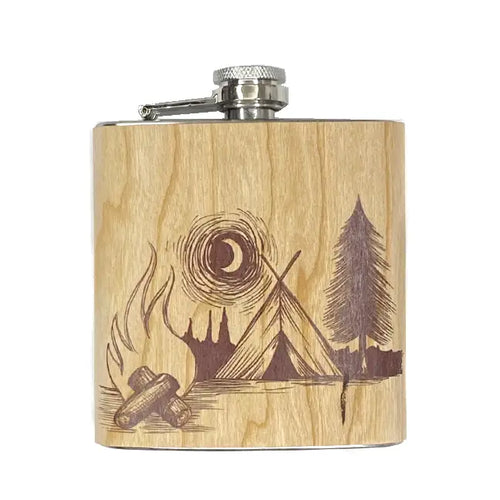 Wood Flask I Camp Fire