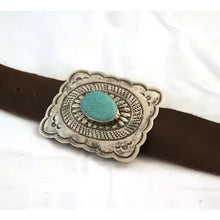 Load image into Gallery viewer, Sterling Belt Buckle with Turquoise Stone