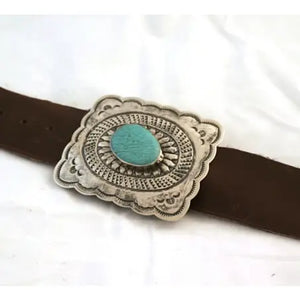 Sterling Belt Buckle with Turquoise Stone