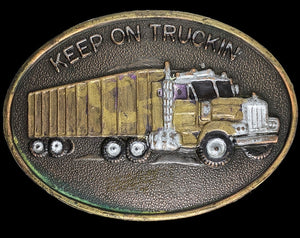 Keep On Truckin' Semi Truck Vintage Belt Buckle