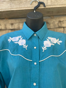 Vintage Teal Western Shirt