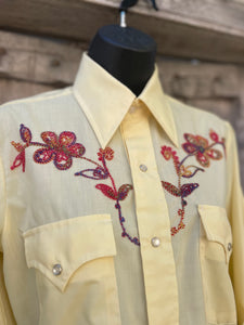Vintage Embroidered Flower Vintage Shirt