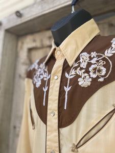 Vintage Brown Flower Western Shirt