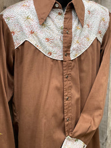Vintage Floral Embroidered Western Pearl Snap Vintage Western Shirt