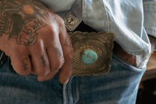 Load image into Gallery viewer, Sterling Belt Buckle with Turquoise Stone