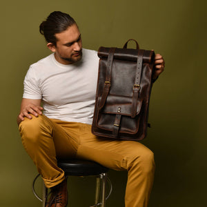 DuVall Leather Rolltop Backpack