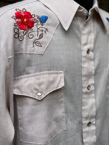 Vintaged Flower Embroidered Vintage Western Shirt