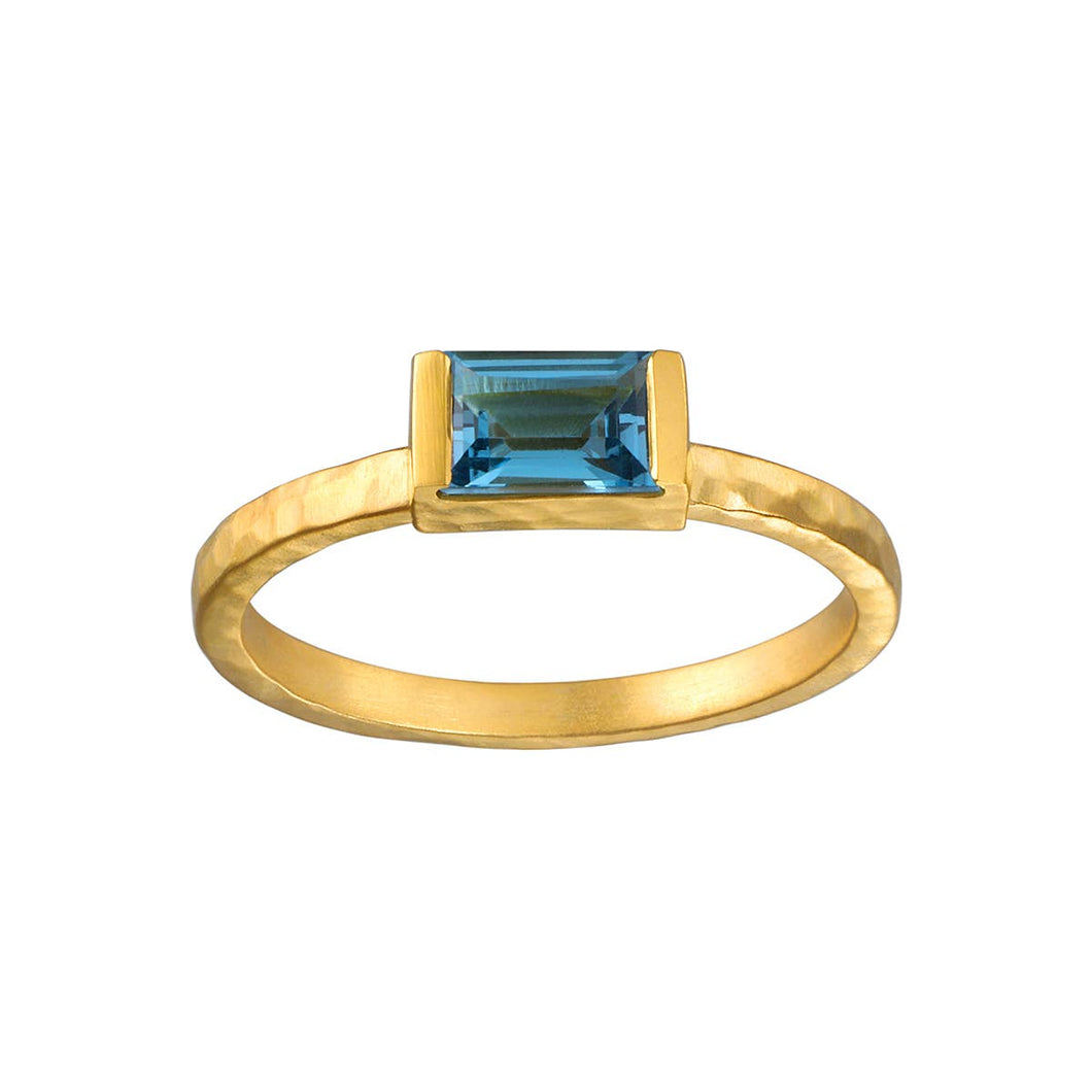 Swiss Blue Topaz Rectangle Stone Ring