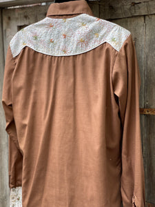 Vintage Floral Embroidered Western Pearl Snap Vintage Western Shirt