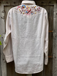 Vintaged Flower Embroidered Vintage Western Shirt
