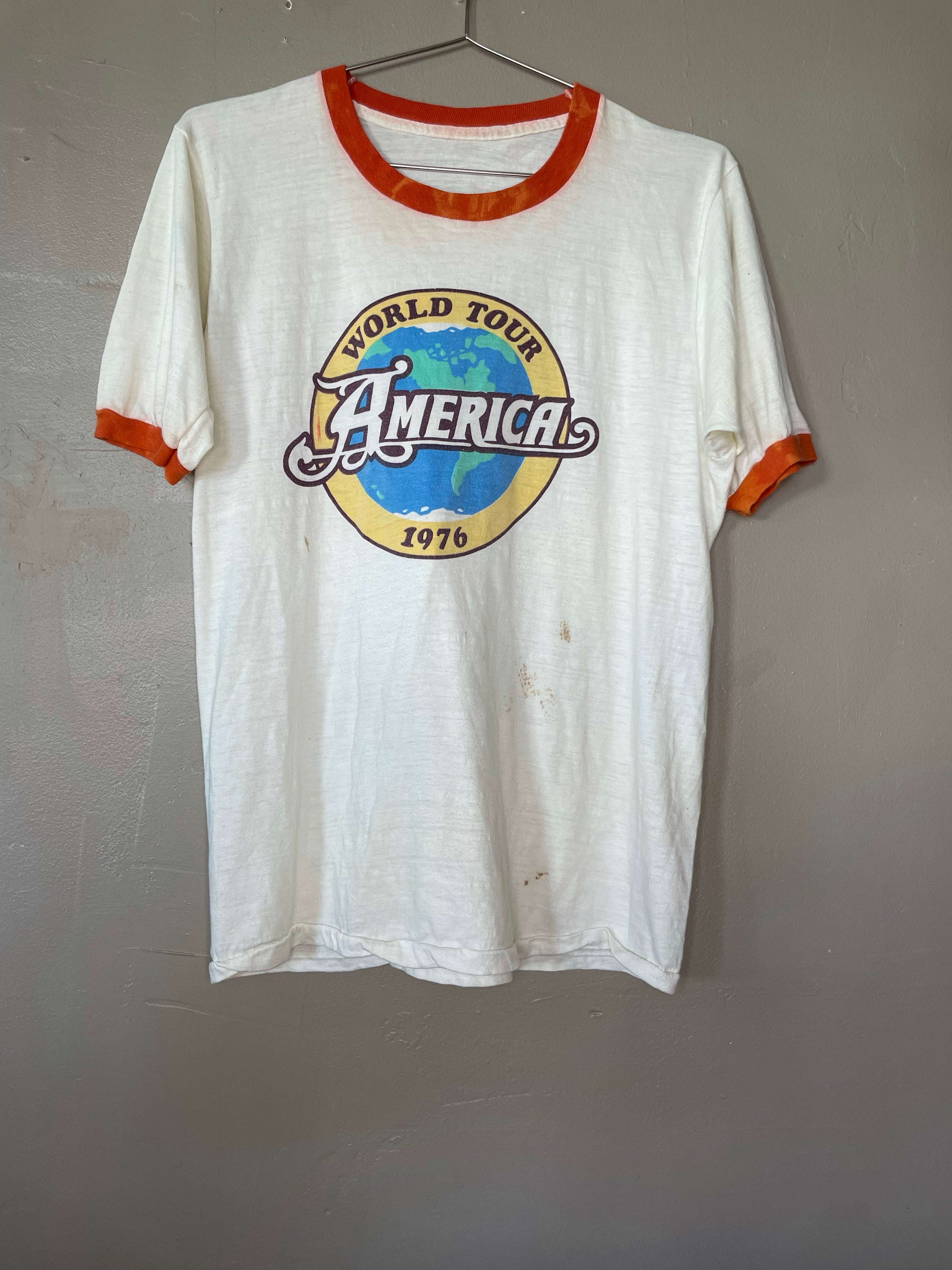 Vintage 1976 America World Tour Graphic Ringer T-Shirt – The Lotus 