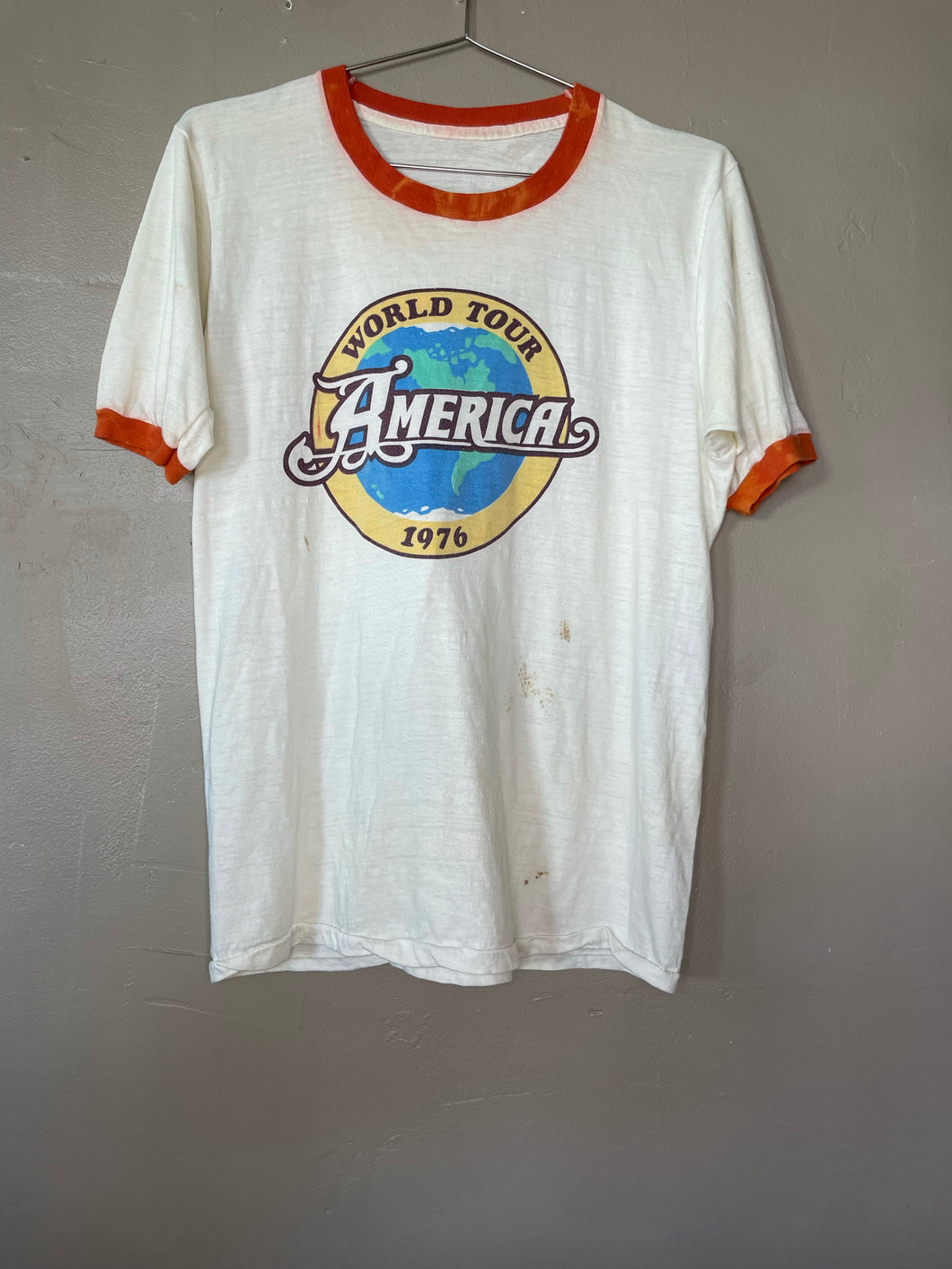 Vintage 1976 America World Tour Graphic Ringer T-Shirt
