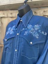 Load image into Gallery viewer, Vintage Blue Flower Western Shirt