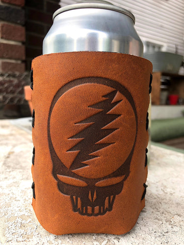 Steal Your Face Leather Can Koozie